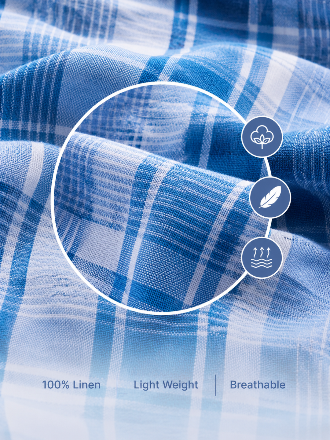Regular Fit Linen Blue Casual Shirt for Men (LINAZ)
