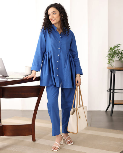 Royal Blue A-line Cotton Co-ord Set