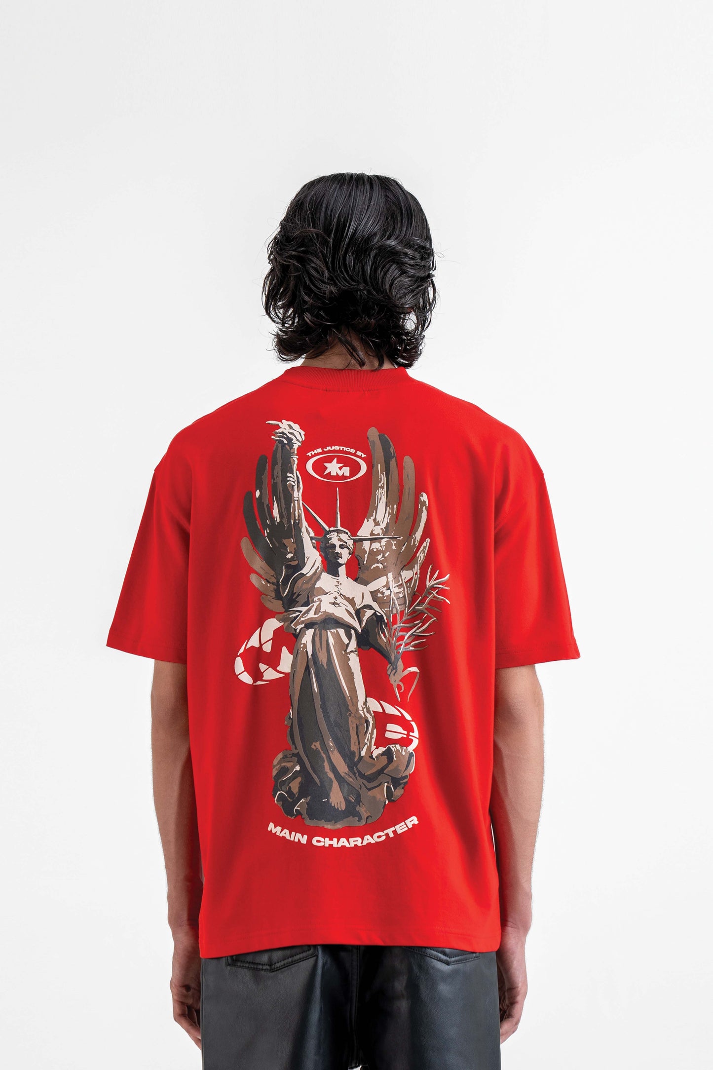The Justice Printed Red Oversized T-Shirt