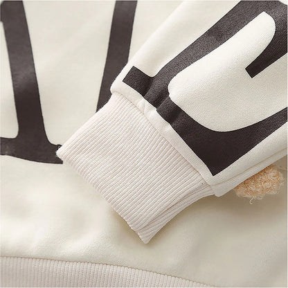 Cream & Brown Kids Teddy Soft Toy 2 Pcs Track Suit Set For Toddlers And Kids