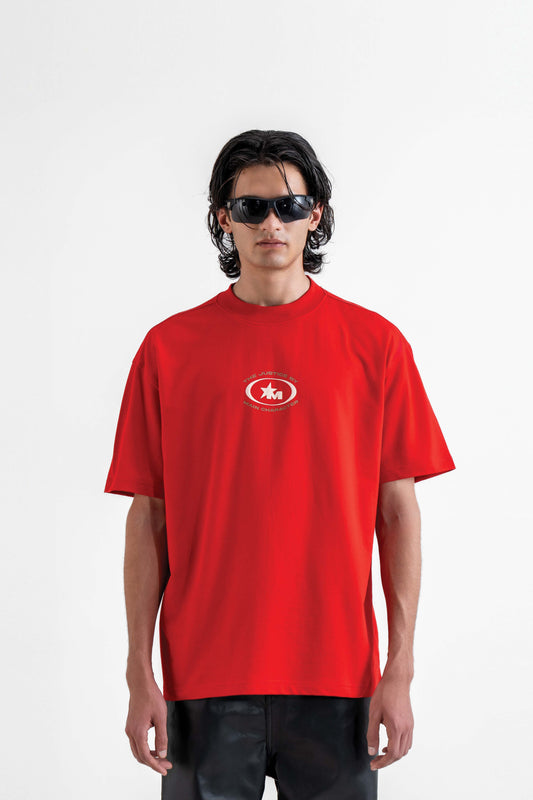 The Justice Printed Red Oversized T-Shirt