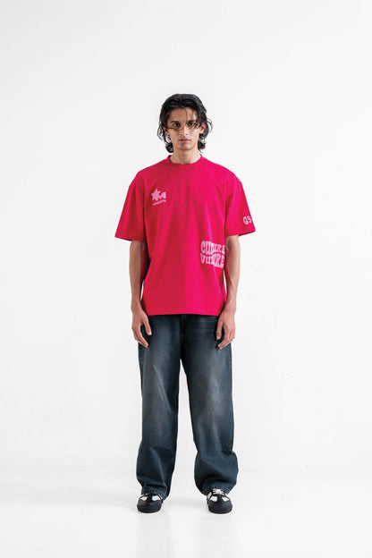 Culture Vulture Printed Pink Oversized T-Shirt Main Character