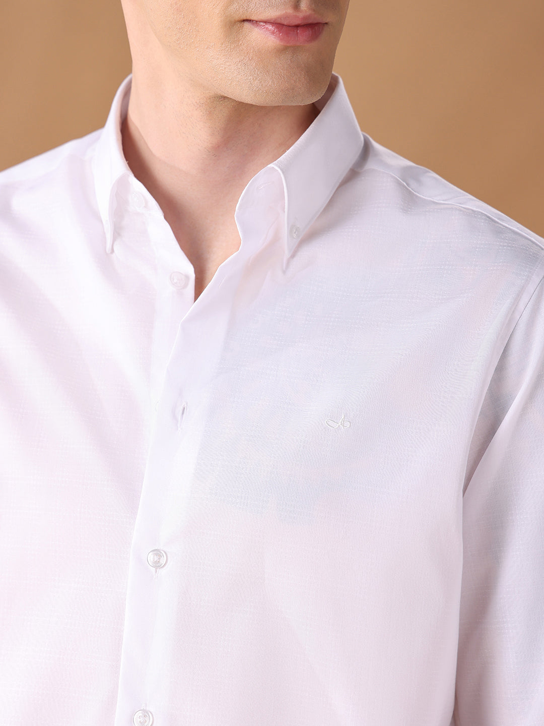 White Regular Fit Checked Formal Shirt for Men (CASSA)