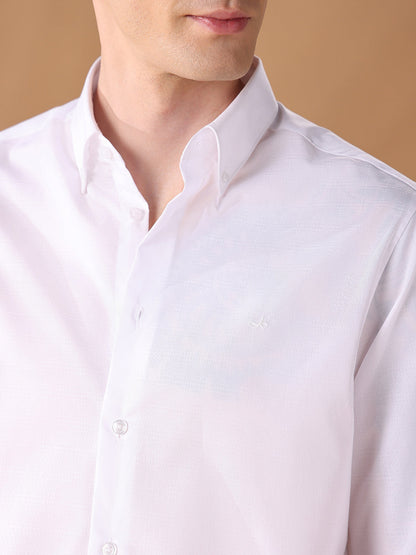 White Regular Fit Checked Formal Shirt for Men (CASSA)