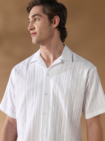 White Regular Fit Casual Cotton Shirt for men (ADELO)