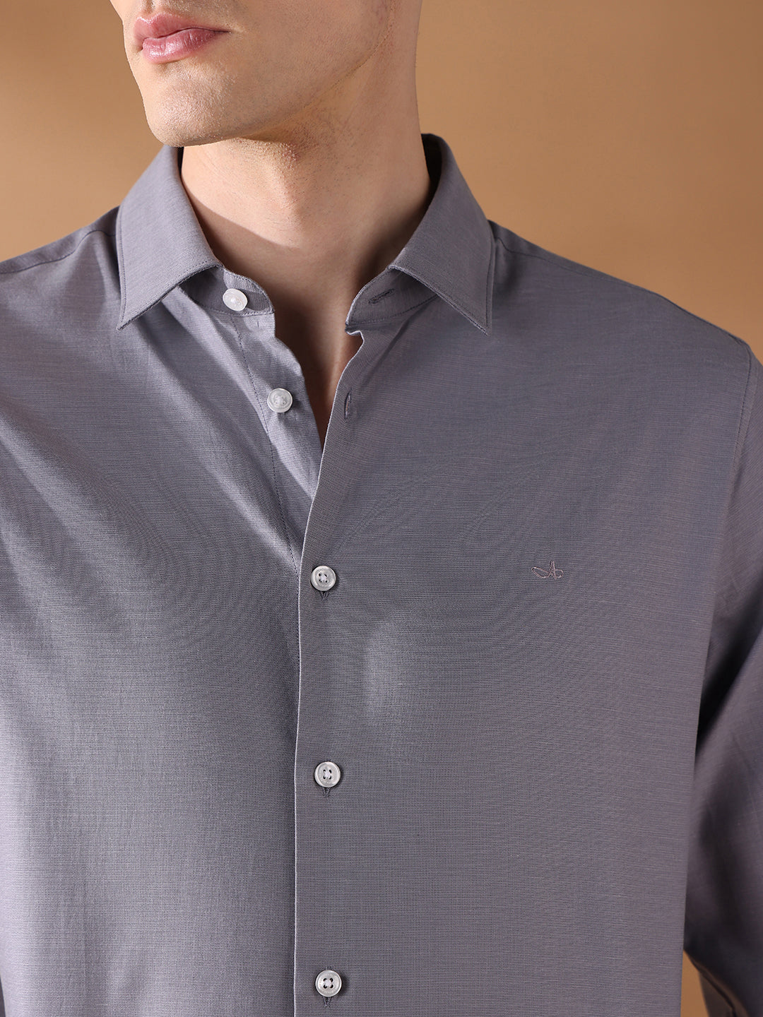 Grey Slim Fit Solid Formal Shirt for Men (FURIO)