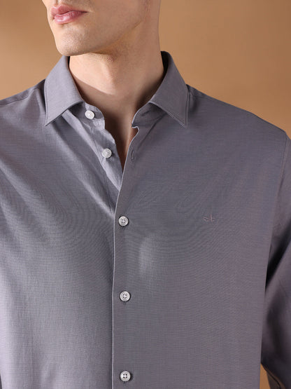 Grey Slim Fit Solid Formal Shirt for Men (FURIO)