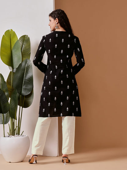 Barara Black Ikat Print Kurta