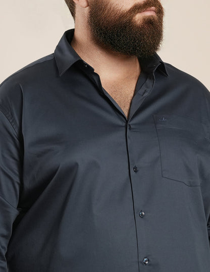 Midnight Slate Regular Fit Formal Satin Shirt for men (CALVO)
