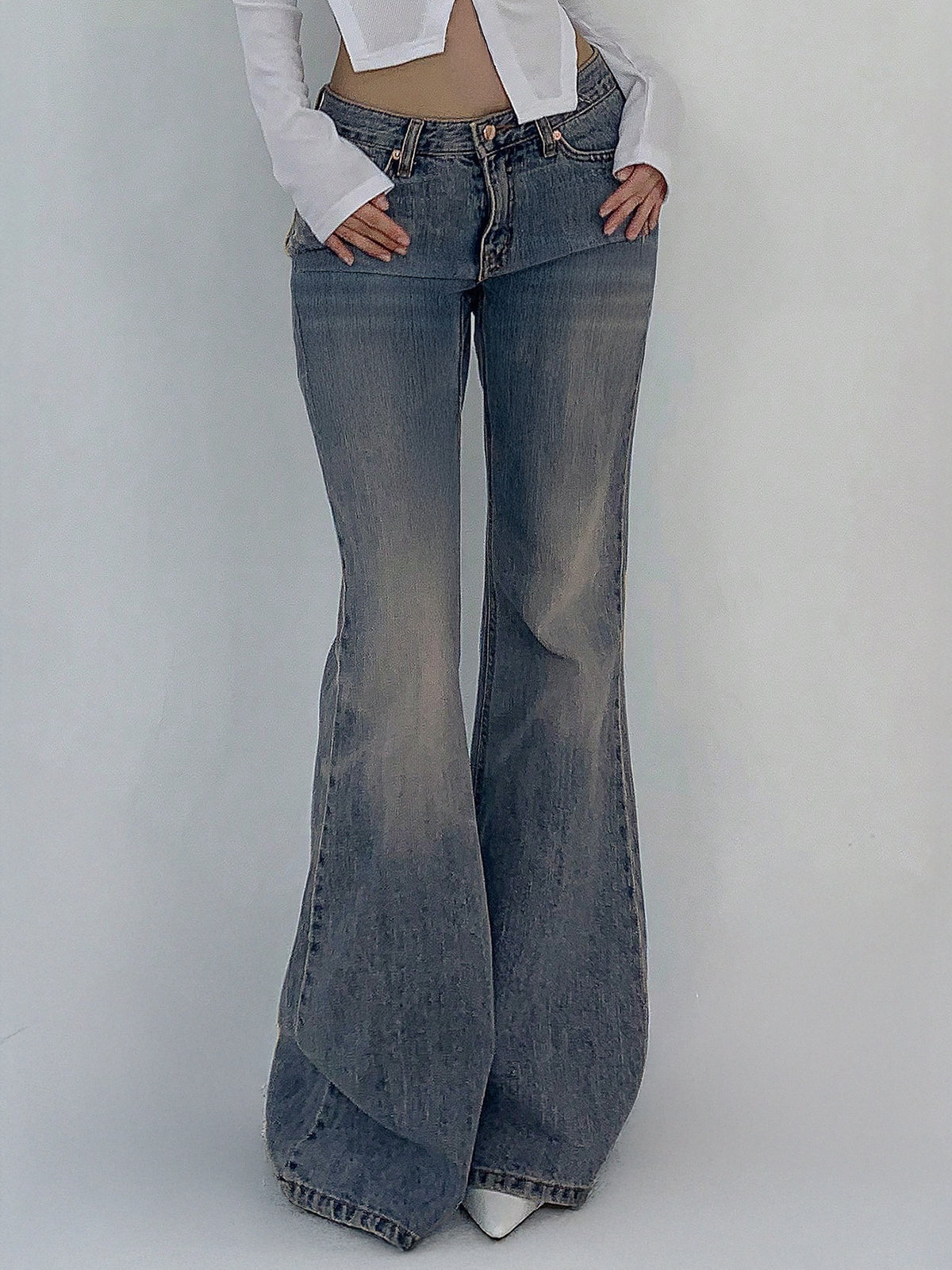 Ash Blue Tinted Y2K Bootcut Jeans