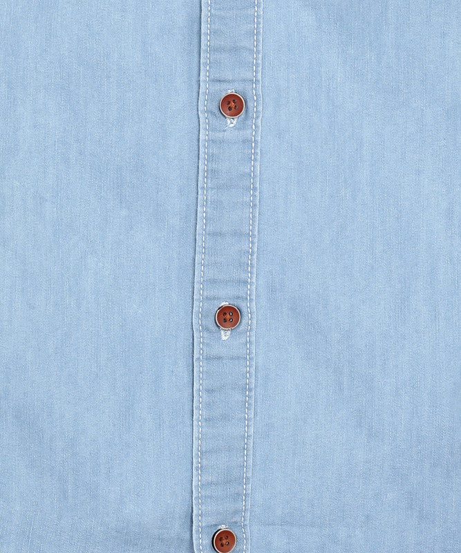 Kuons Men's Icewash Denim Casual Shirt