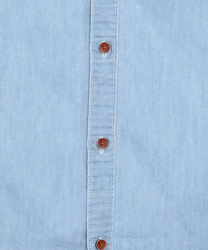 Kuons Men's Icewash Denim Casual Shirt