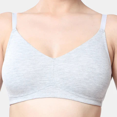 Grey melange t shirt bra Envie non wired non padded full coverage seamless bra invisible under clothes daily wear