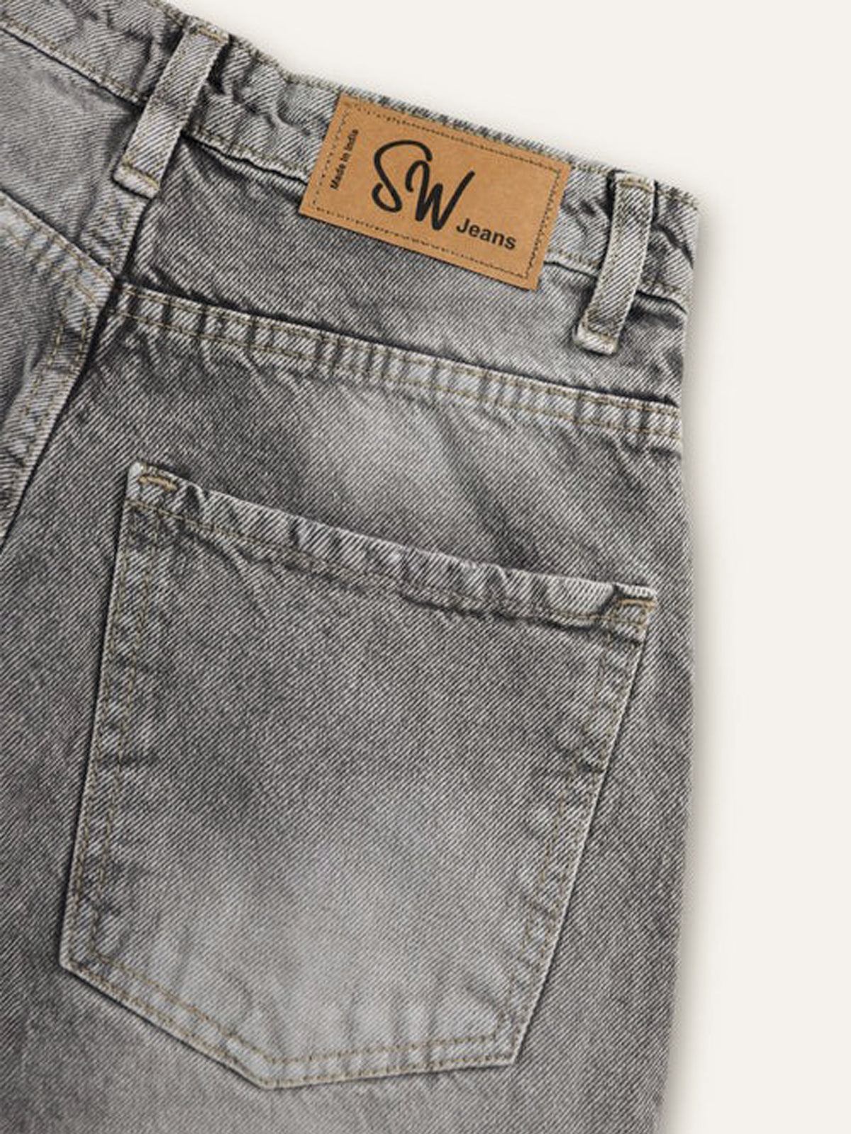 Comet Grey Washed Wide Leg Jeans
