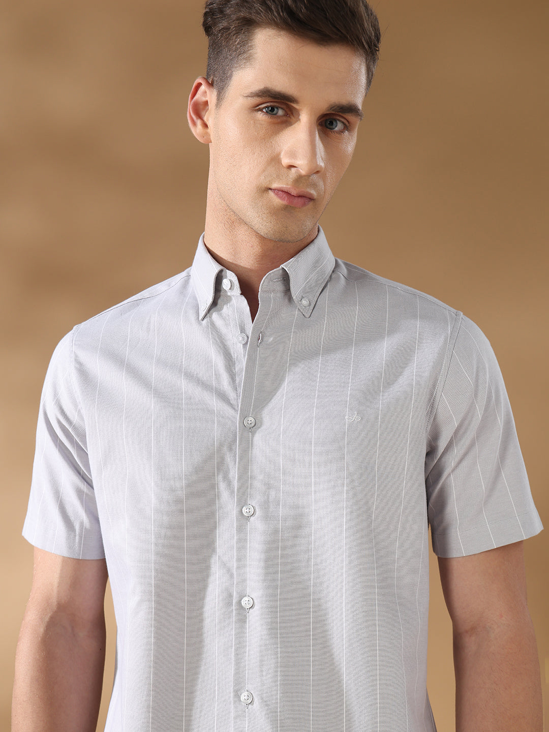 Grey Regular Fit Formal Cotton Shirt for men (COWIX)