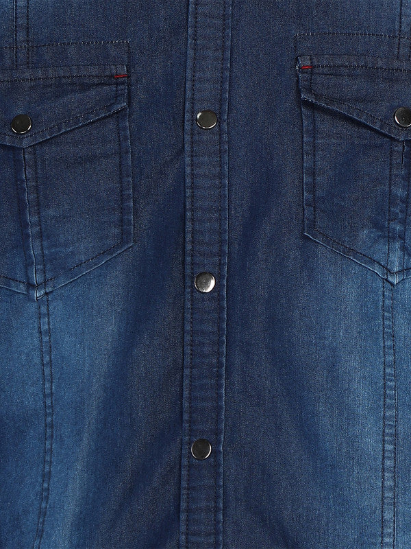 Kuons Avenue Men’s Dark Indigo Denim Casual Shirt