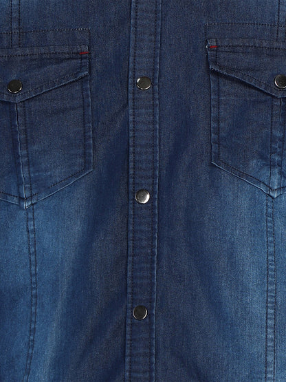 Kuons Avenue Men’s Dark Indigo Denim Casual Shirt