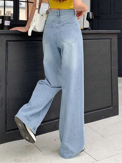 Wispy Blue Washed Wide Leg Jeans
