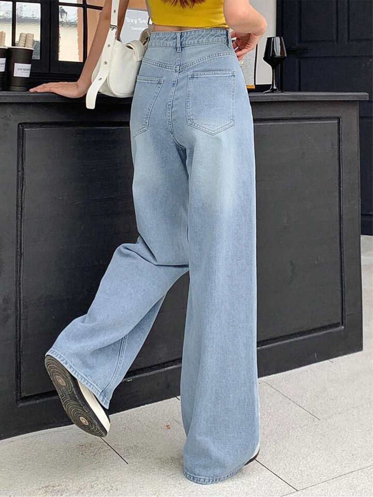Wispy Blue Washed Wide Leg Jeans