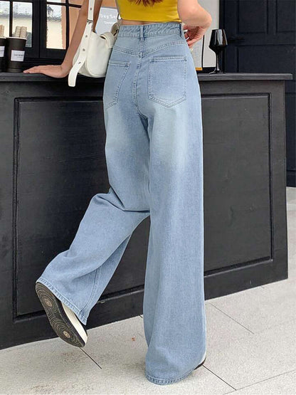 Wispy Blue Washed Wide Leg Jeans