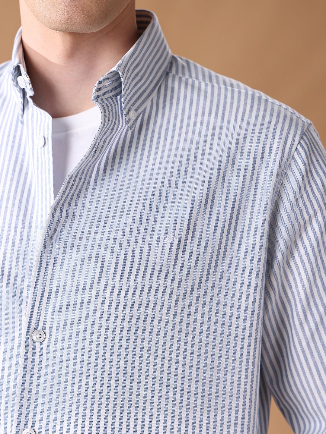 Blue Regular Fit Striped Casual Shirt for Men (AVINO)