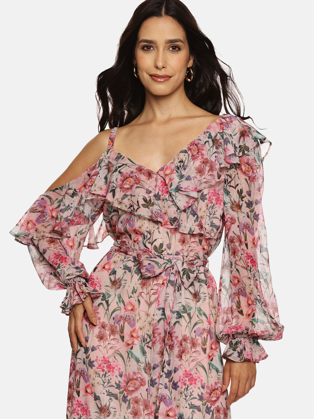 IS.U Multicolor Cold Shoulder Dress