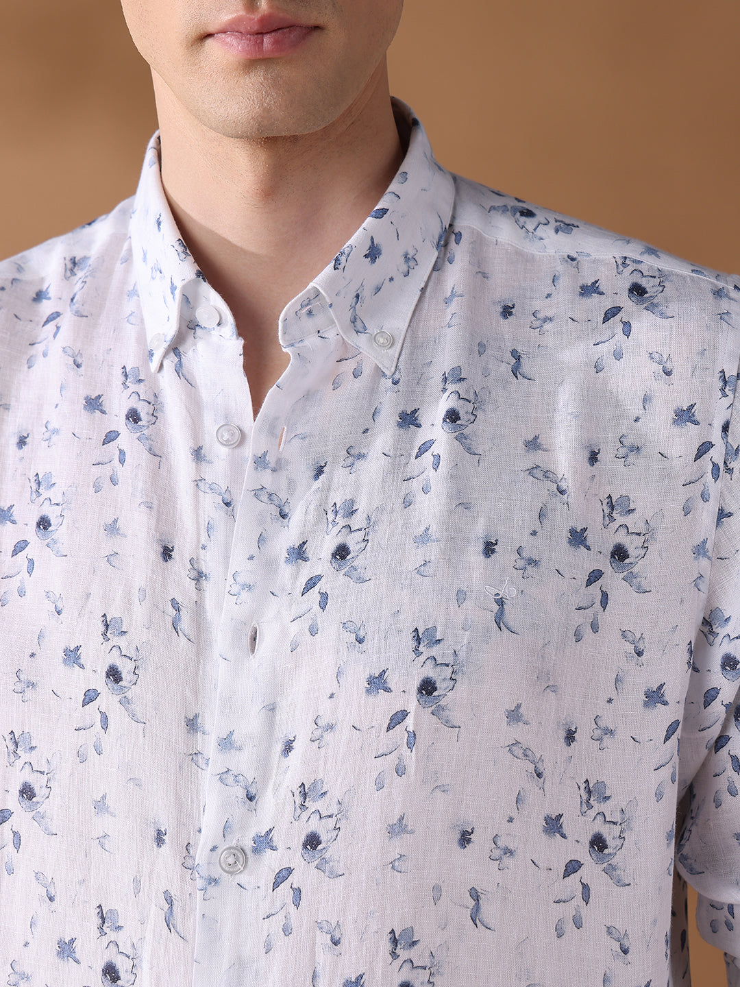Navy Regular Fit Printed Casual Shirt for Men (LION)