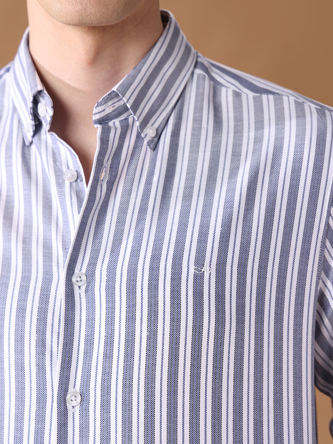 Blue Regular Fit Striped Casual Shirt for Men (COSMO)