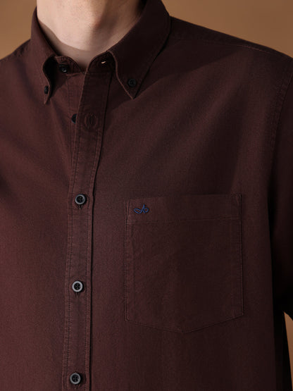 Brown Regular Fit Solid Casual Shirt for Men (SONNY)