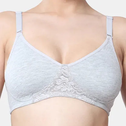 Seamless grey melange lace bra Envie full coverage non wired non padded lightweight comfortable bra for women