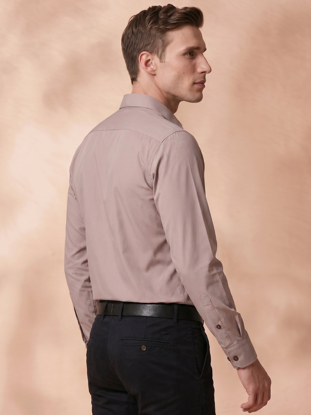 Slim Fit Beige Other Solid Formal Shirt for Men (TOMBG)