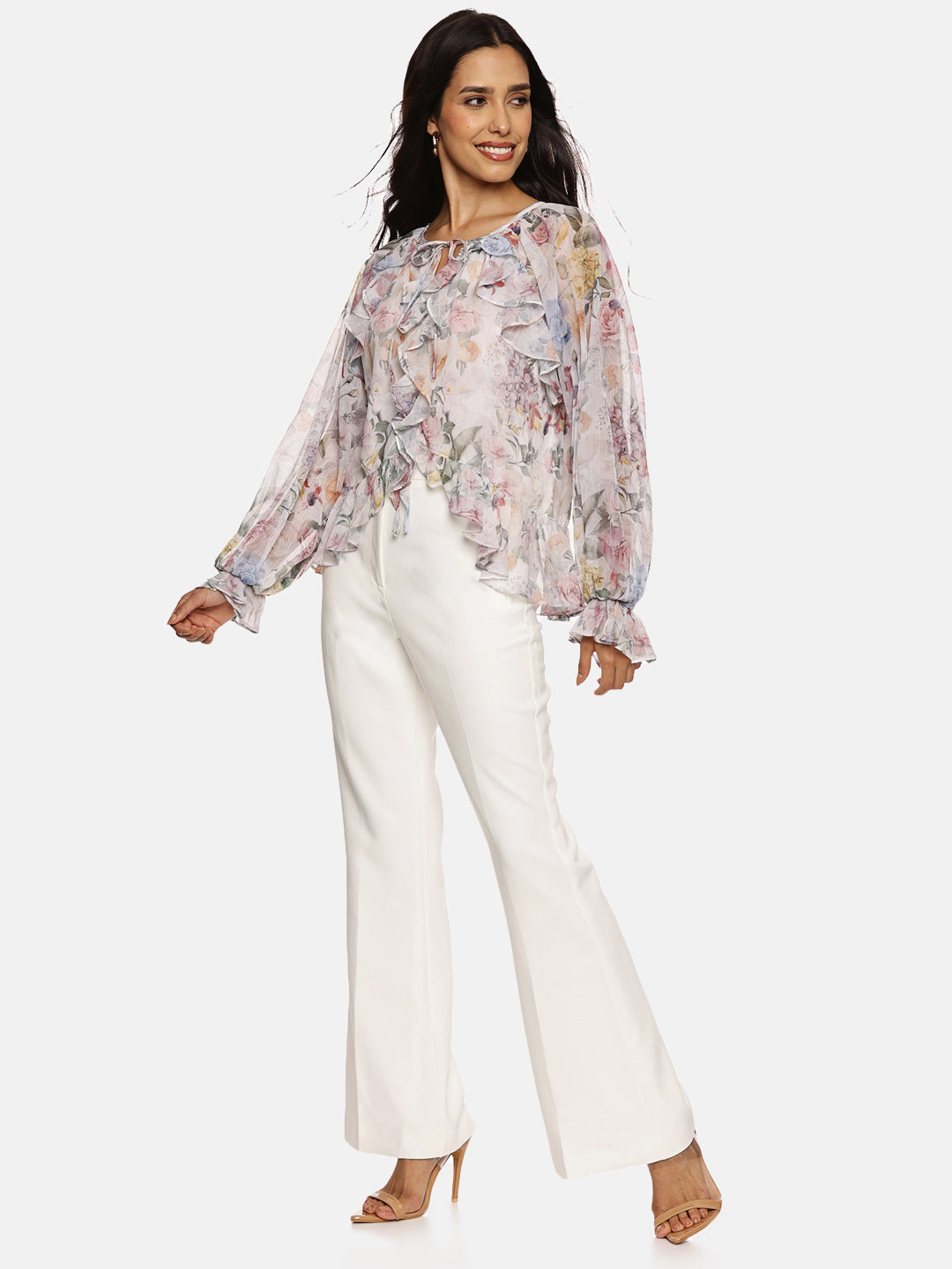 IS.U White Ruffled Boho Top