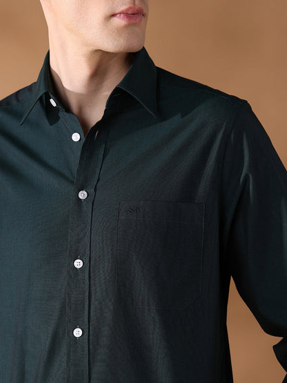 Green Regular Fit Solid Formal Shirt for Men (HILIA)