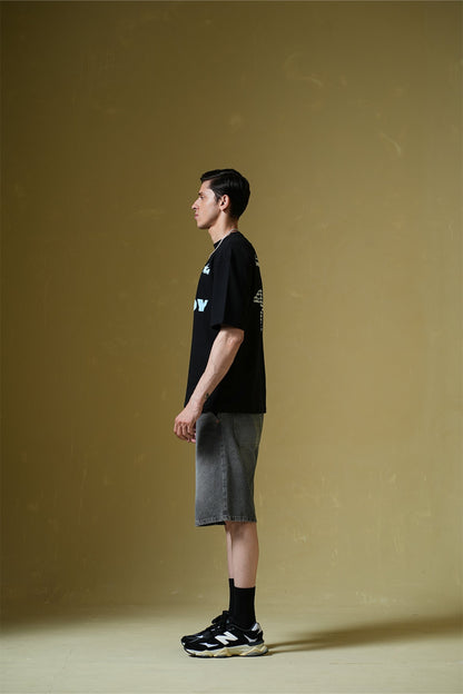 Star Boy Black Oversized Black T-Shirt Main Character