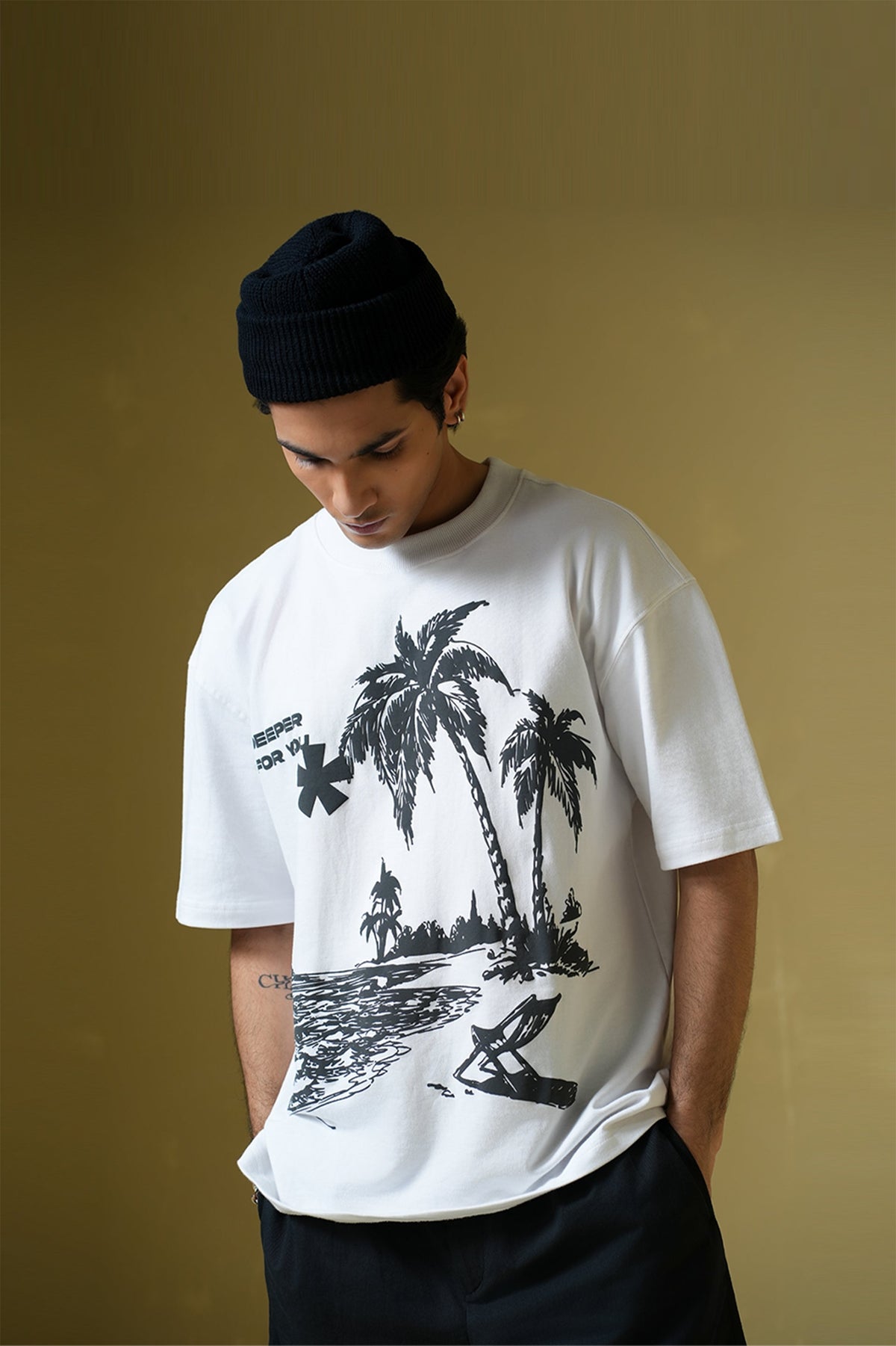 Deeper For You Printed Oversized White T-Shirt Main Character