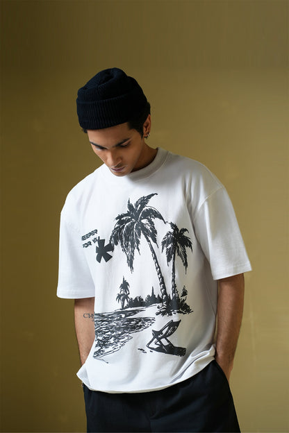 Deeper For You Printed Oversized White T-Shirt Main Character