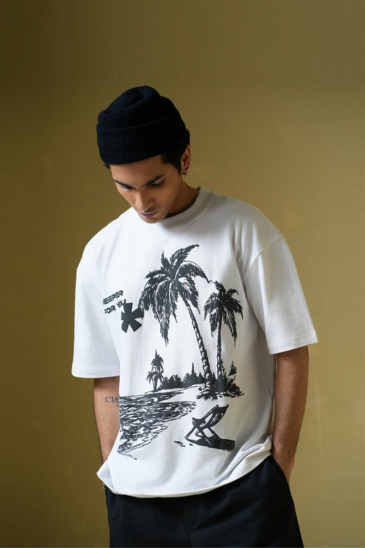 Deeper For You Printed Oversized White T-Shirt Main Character