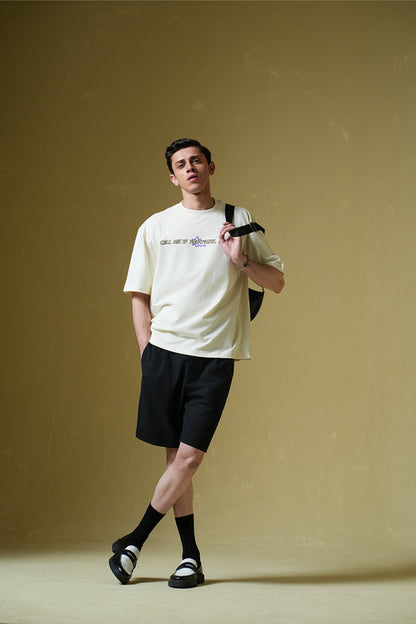 Call Me Printed Cream Oversized T-Shirt Main Character