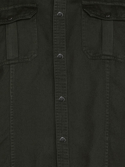 Kuons Avenue Men's Military Green Cotton Twill Casual Shirt