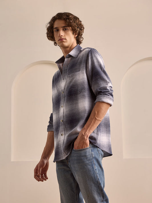 Black Regular Fit Checked Casual Cotton Shirt for Men (LIORA)