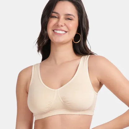Envie sleeping bra non padded non wired full coverage NVB1022 beige soft breathable cotton night bra for women