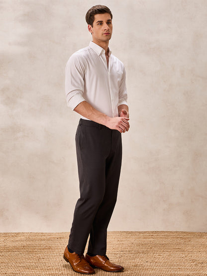 White Regular Fit Solid Formal Cotton Shirt for Men (LUWI)