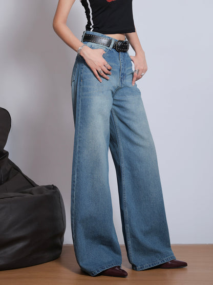 Aqua Blue Vintage Washed Super Wide Leg Jeansâ€¨