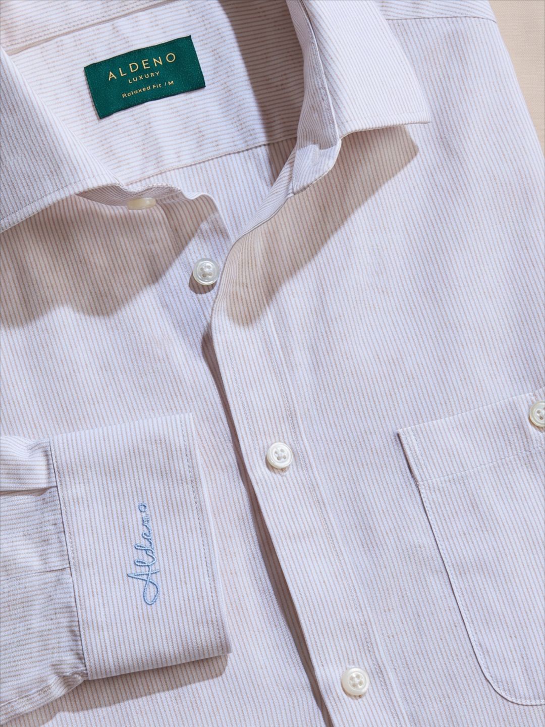 Relaxed Fit Beige Cotton Formal Shirt for Men (CETO)