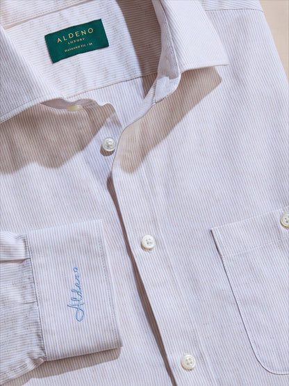 Relaxed Fit Beige Cotton Formal Shirt for Men (CETO)