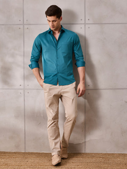 Aldeno Men Deep Teal Formal Shirt (NERIO)