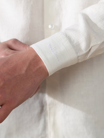 Off White Regular Fit Casual Linen Shirt for men (LORIS)