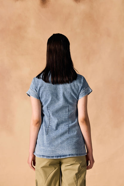 Button-Up Stone Washed Denim Shirt