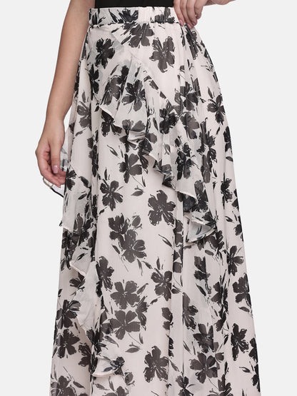 IS.U Floral Off-White Skirt