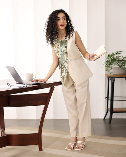 Printed Cotton Wrap Top Co-ord Set